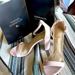 Lulus Taylor Blush color suede ankle strap shoes